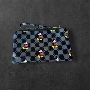 Disney Black Mickey Mouse Patterned Wristlet Zip Pouch